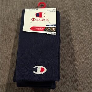 Champion All Sport Performance Over the Calf Socks Navy L NWT
